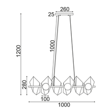 Φόρτωση εικόνας στο εργαλείο προβολής Συλλογής, ^NETTO ΚΡΕΜΑΣΤΟ Φ/Σ 6ΧG9 ΧΡΥΣΟ/ΜΑΥΡΟ ΜΕΤ/ΚΟ + ΓΥΑΛΙ 100Χ26ΧΗ120CM POLYGON