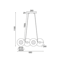 Φόρτωση εικόνας στο εργαλείο προβολής Συλλογής, ^NETTO ΚΡΕΜΑΣΤΟ Φ/Σ 4ΧG9 ΟΡΕΙΧΑΛΚΟ/ΜΑΥΡΟ ΜΕΤ/ΚΟ + ΓΥΑΛΙ 68X27ΧΗ118CM LAYLA