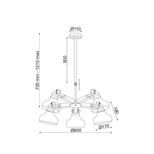 Φόρτωση εικόνας στο εργαλείο προβολής Συλλογής, NETTO ΚΡΕΜΑΣΤΟ Φ/Σ 5ΧΕ27 ΜΕΤΑΛΛΙΚΟ+ΞΥΛΟ+ΓΥΑΛΙ Φ60ΧΗ100CM PARALIA