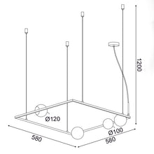 Φόρτωση εικόνας στο εργαλείο προβολής Συλλογής, ^NETTO ΚΡΕΜΑΣΤΟ Φ/Σ 4xG9 QUADRO ΜΑΥΡΟ ΜΕΤ/ΚΟ +ΛΕΥΚΟ ΓΥΑΛΙ 58Χ58Χ120CM