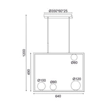 Φόρτωση εικόνας στο εργαλείο προβολής Συλλογής, ^NETTO ΚΡΕΜΑΣΤΟ Φ/Σ 4xG9 QUADRO ΜΑΥΡΟ ΜΕΤ/ΚΟ +ΛΕΥΚΟ ΓΥΑΛΙ 64Χ12Χ120CM
