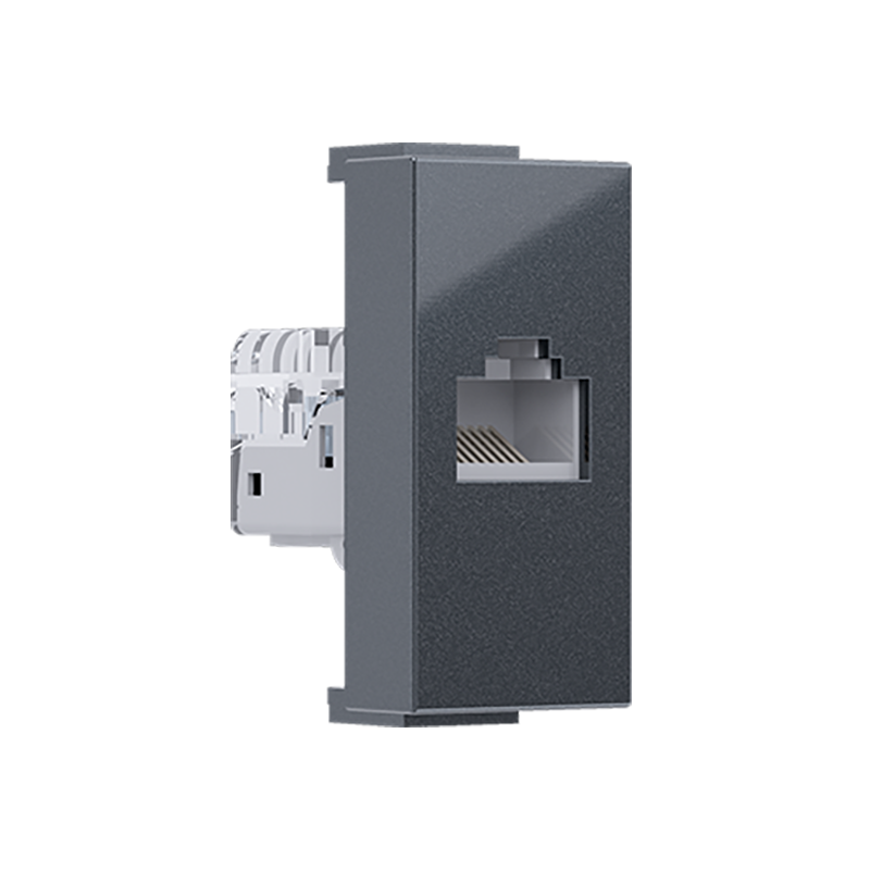 ^ MODYS ΠΡΙΖΑ ΔΙΚΤΥΟΥ ΑΝΘΡΑΚΙ  1 ΣΤ. RJ45 CAT.5E ΧΩΡΙΣ ΘΩΡΑΚΙΣΗ IP20