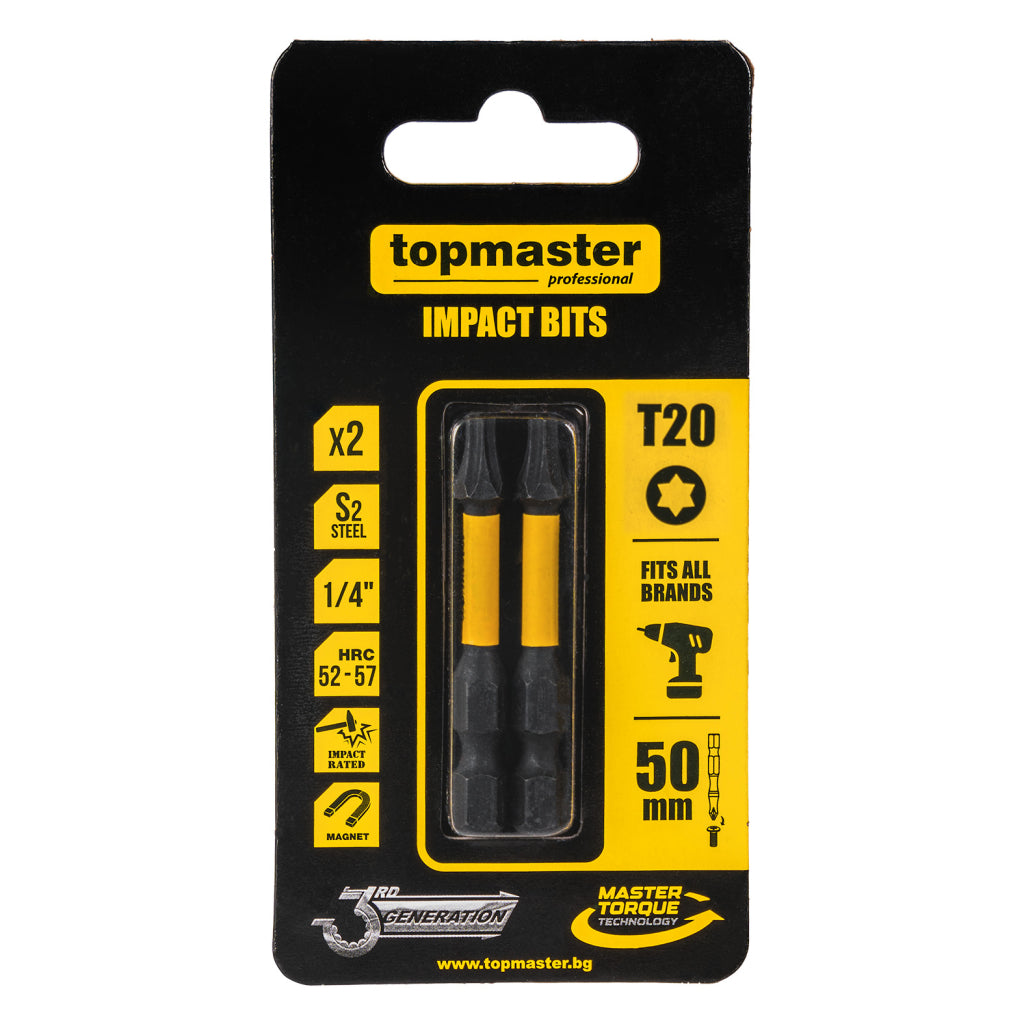 TOP MASTER ΜΥΤΕΣ ΚΑΤΣΑΒΙΔΙΟΥ IMPACT TORX με Μέγεθος TX20 50mm 2τεμ. 338737