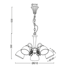 Φόρτωση εικόνας στο εργαλείο προβολής Συλλογής, NETTO ΚΡΕΜΑΣΤΟ Φ/Σ 5XE14 ΠΑΤΙΝΑ - ΛΕΥΚΟ ΓΥΑΛΙ Φ61cm PERONE
