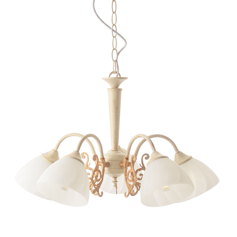 NETTO ΚΡΕΜΑΣΤΟ Φ/Σ 5XE14 ΠΑΤΙΝΑ - ΛΕΥΚΟ ΓΥΑΛΙ Φ61cm PERONE