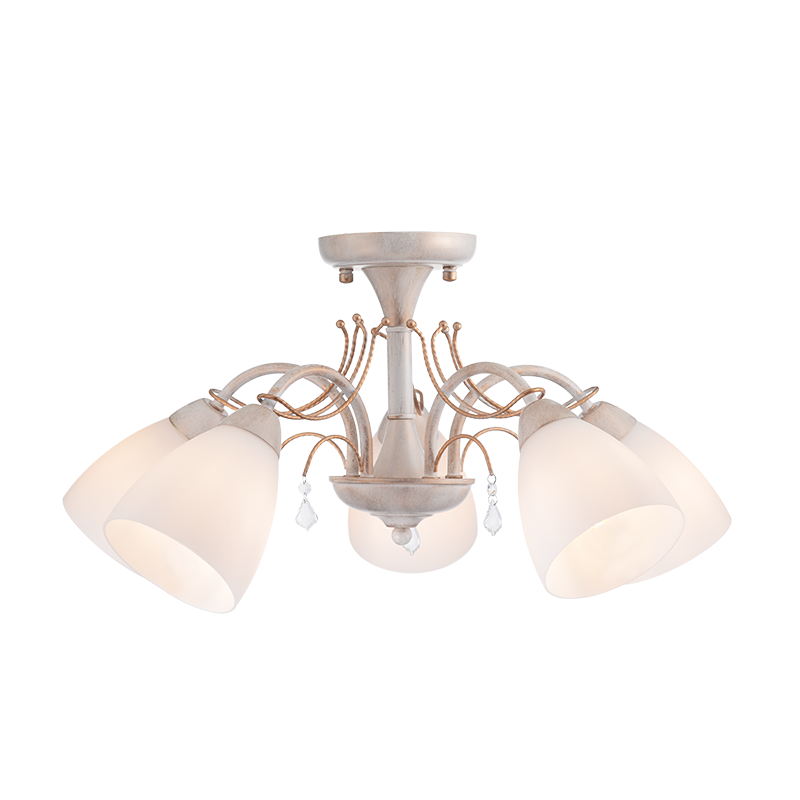 NETTO ΟΡΟΦΗΣ 5ΧΕ14 ΜΕΤΑΛ ΠΑΤΙΝΑ ΧΡΥΣΟ+ΛΕΥΚΟ ΓΥΑΛ+ΚΡΥΣΤΑΛ Φ54ΧΗ27CM QUINCE