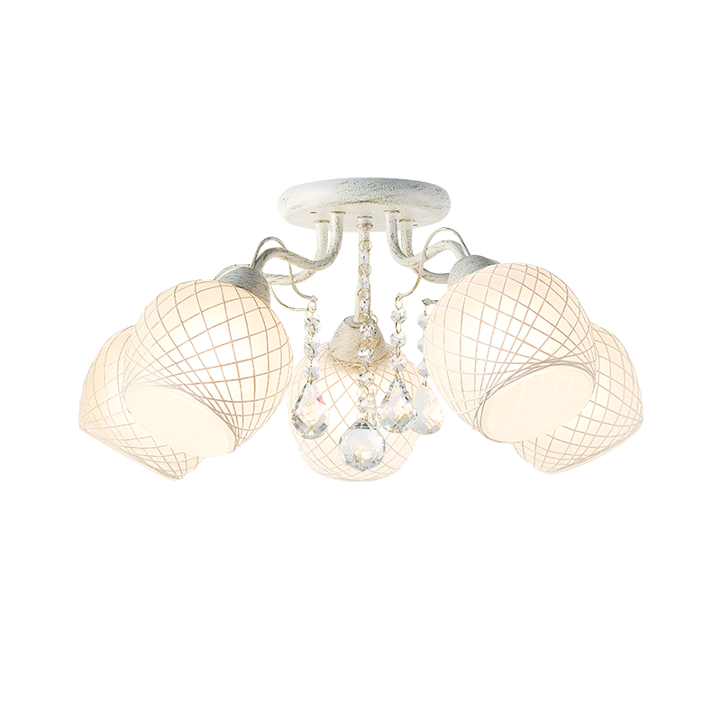 ^NETTO Φ/Σ ΟΡΟΦΗΣ 5ΧΕ27 ΜΕΤΑΛ ΠΑΤΙΝΑ+ΓΥΑΛΙ+ΚΡΥΣΤΑΛΛΑ Φ55ΧΗ22,5CM OPORTO