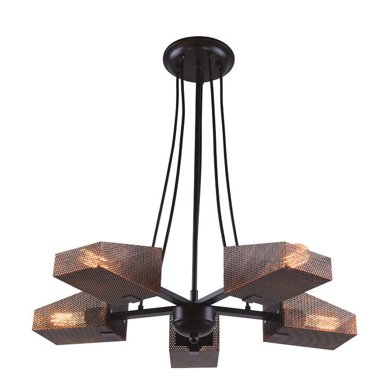 NETTO ΚΡΕΜΑΣΤΟ Φ/Σ 5ΧΕ27 ΜΕΤΑΛΛΙΚΟ ΜΑΥΡΟ+ΧΑΛΚΙΝΟ ΠΛΕΓΜΑ Φ60ΧΗ77CM