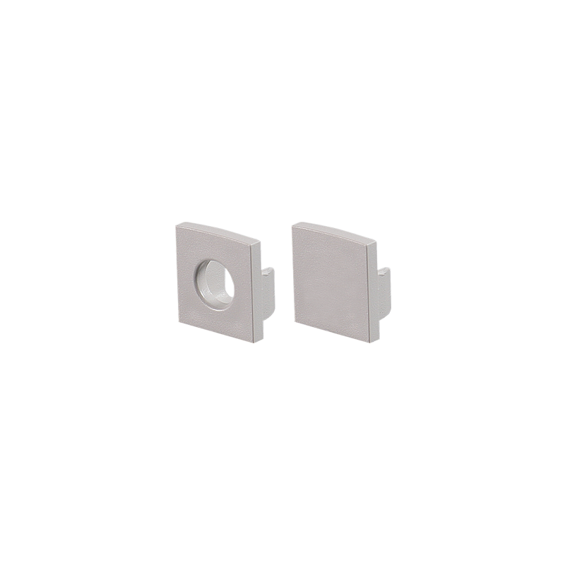 SET OF GREY PLASTIC END CAPS FOR P121, P122, P123 1PC WITH HOLE & 1PC WITHOUT HOLE