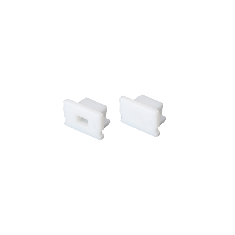 SET OF WHITE PLASTIC END CAPS FOR P127 1PC WITH HOLE & 1PC WITHOUT HOLE