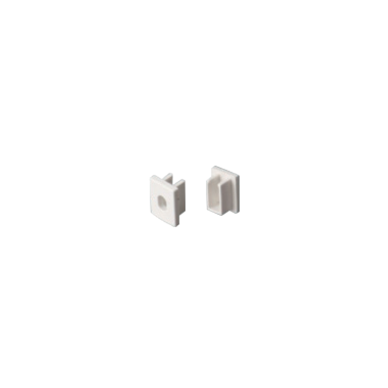 SET OF WHITE PLASTIC END CAPS FOR P162, 1PC WITH HOLE & 1 PC WITHOUT HOLE