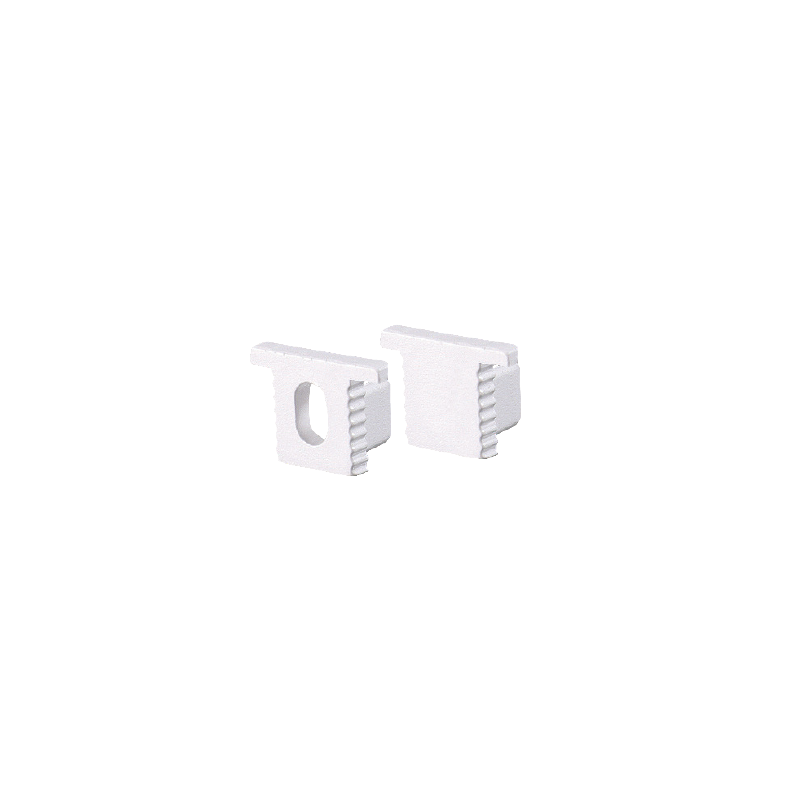 SET OF WHITE PLASTIC END CAPS FOR P189 1PC WITH HOLE & 1PC WITHOUT HOLE