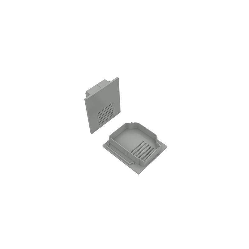 SET OF SILVER PLASTIC END CAPS FOR PROFILE P51 - SET 2PCS WITH VENTILATION HOLES