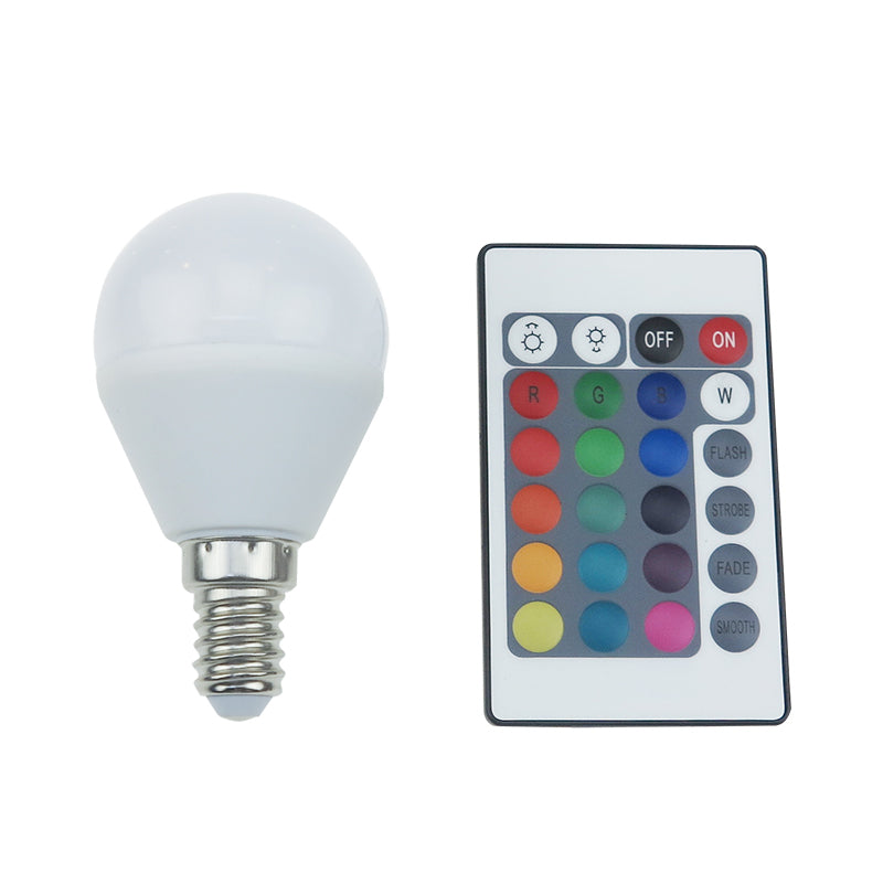 LED SMD E14 G45 4W IR RGB+3.000K 230V AC 300LM RA80 30000H 270°