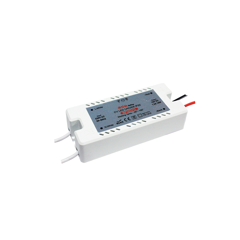 MINI PLASTIC CV LED DRIVER 18W 230V AC-12V DC 1.5A IP20 WITH CABLES