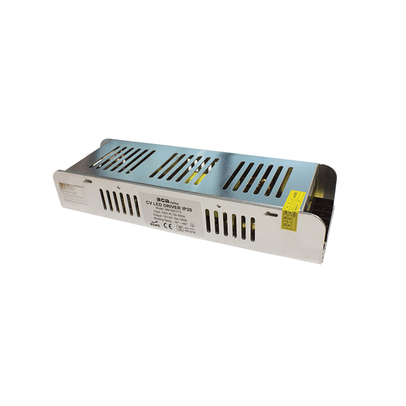 METAL CV LED DRIVER 180W 230V AC-12V DC 15A IP20 WITH TERMINAL
