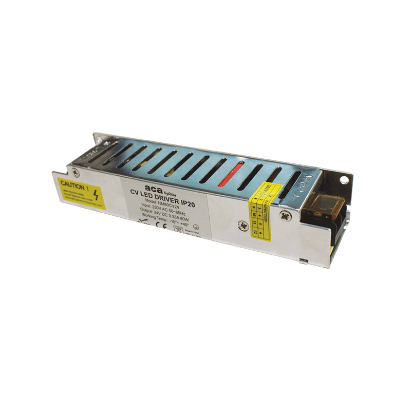METAL CV LED DRIVER 80W 230V AC-24V DC 3.33A IP20 WITH TERMINAL