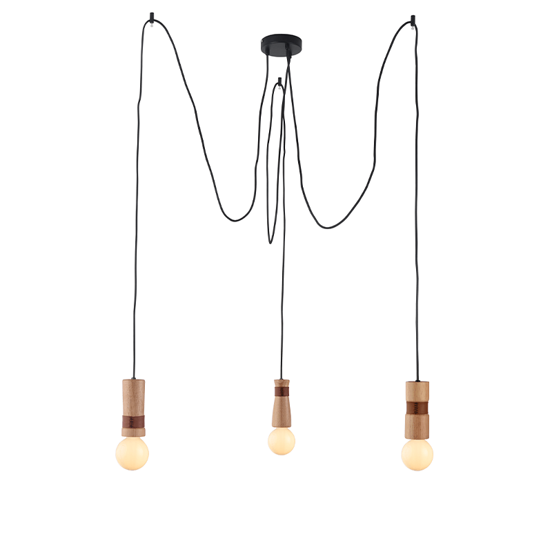 NETTO ΚΡΕΜΑΣΤΟ Φ/Σ 3ΧΕ27 ΞΥΛΟ+ΔΕΡΜΑ D6(3)XH220CM MEMPHIS
