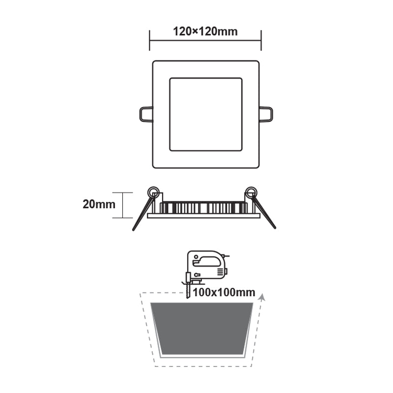 ΛΕΥΚΟ ΤΕΤΡΑΓΩΝΟ LED ΠΑΝΕΛ ΧΩΝΕΥΤΟ 6W 4000K 470Lm 118x118mm 230V AC Ra80