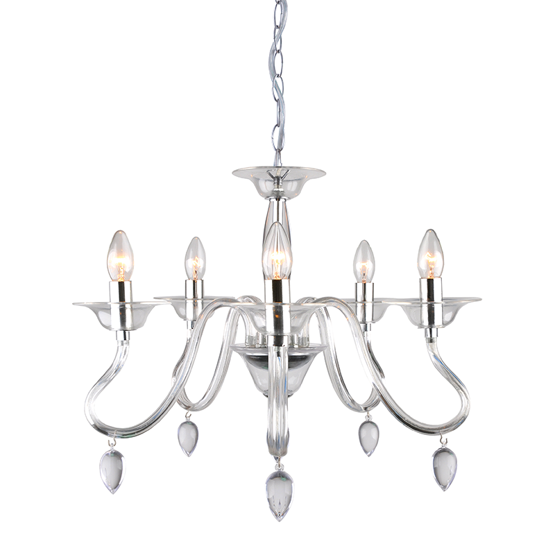 NETTO ΚΡΕΜΑΣΤΟ ΑΚΡΥΛΙΚΟ ΔΙΑΦΑΝΟ 5Χ40W Ε14 53x H43cm FIRENZE