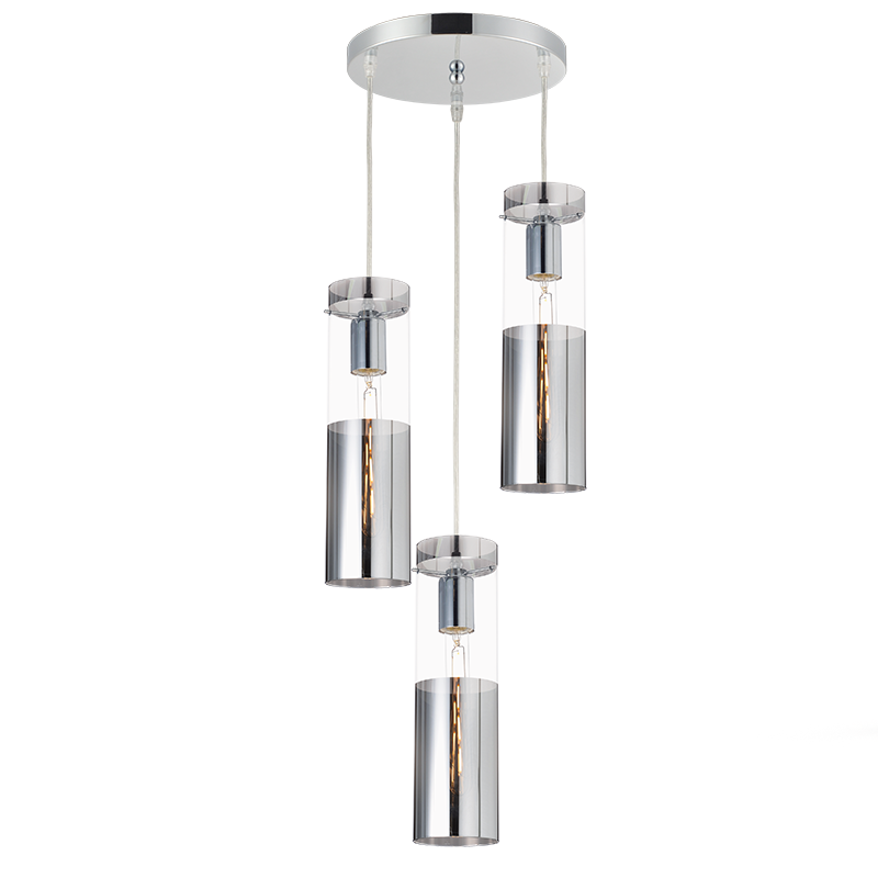 NETTO ΚΡΕΜΑΣΤΟ Φ/Σ 3ΧΕ27 ΧΡΩΜΙΟ ΓΥΑΛΙ+ΜΕΤΑΛΛΟ Φ28ΧΗ120CM DEJAVU