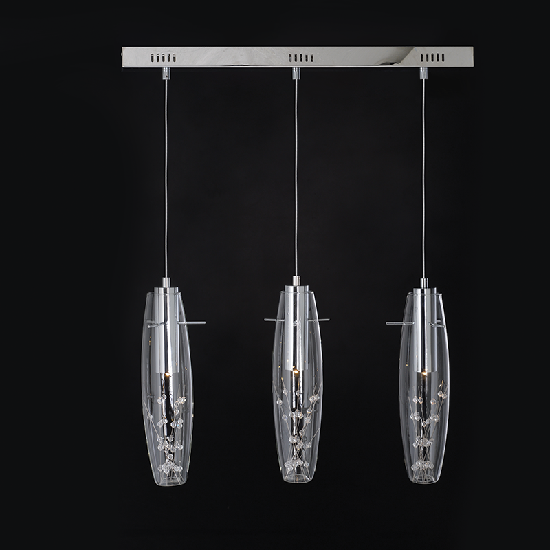 NETTO ΚΡΕΜΑΣΤΟ LED 3X3W 3000K ΓΥΑΛ+ΧΡΩΜ ΜΕΤΑΛ+ΚΡΥΣΤΑΛ 65Χ7ΧΗ100CM VANI