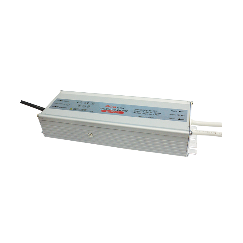 METAL CV LED DRIVER 200W 230V AC-12V DC 16.7A IP67 WITH CABLES