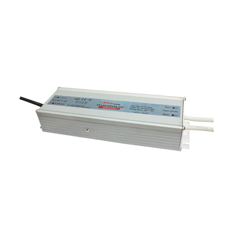 METAL CV LED DRIVER 200W 230V AC-24V DC 8.3A IP67 WITH CABLES